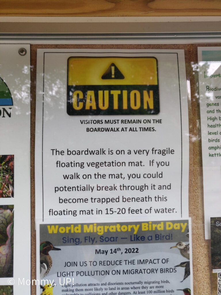 ponemah bog warning sign