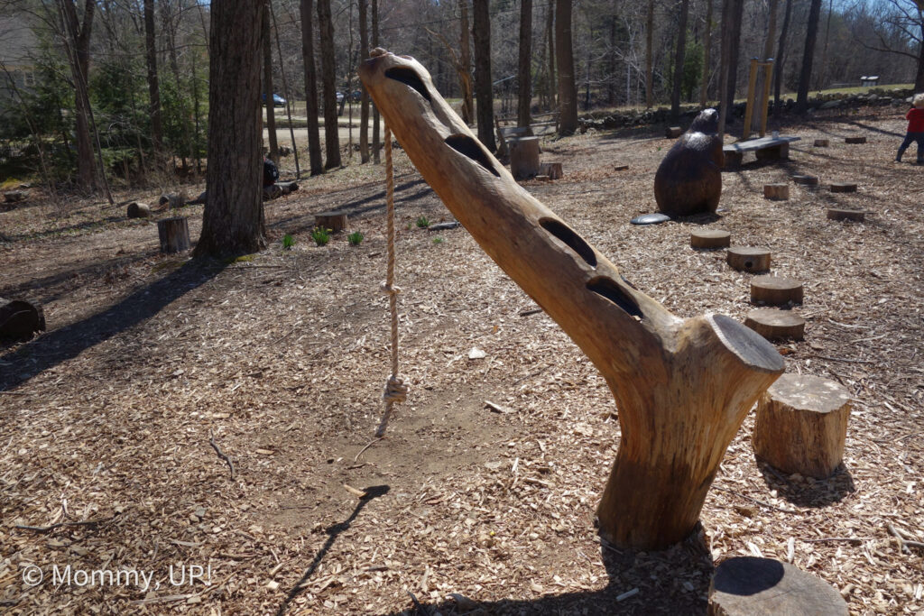 Beaver Brook natural play area toddler rope swing