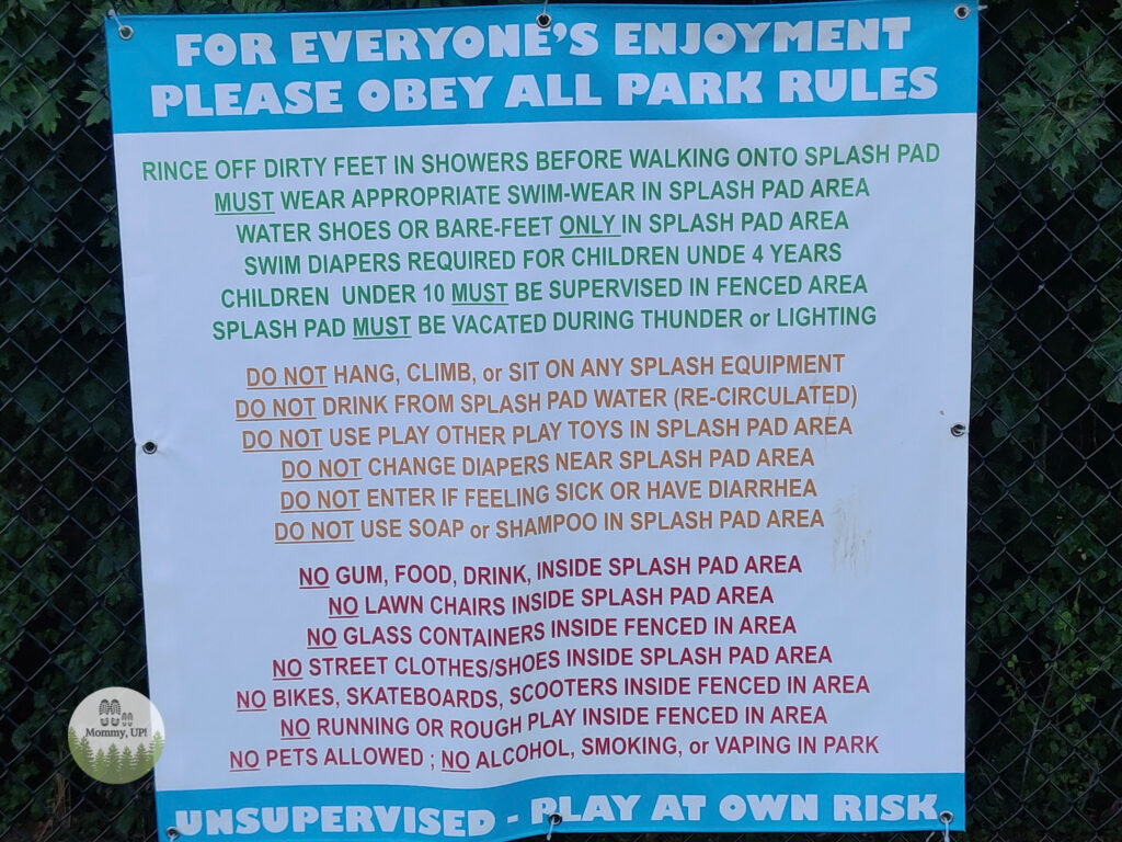 rules for aqua land splash pad
