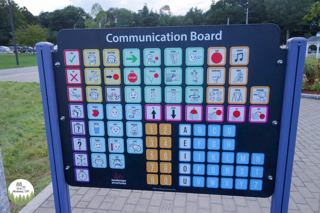 Communication board in the inclusive play area