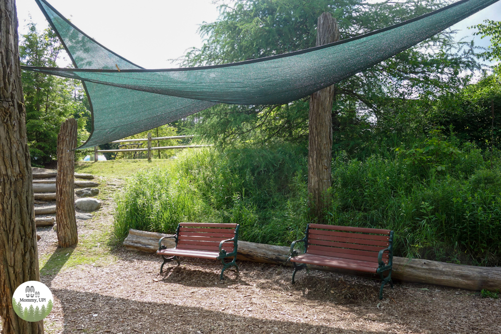 Seating in the adventure playscape at VINS Nature Center