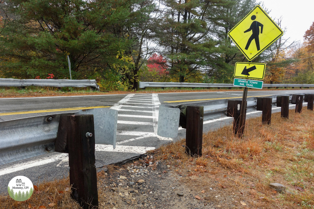 Street crossing on the rail trail in Milford, NH 