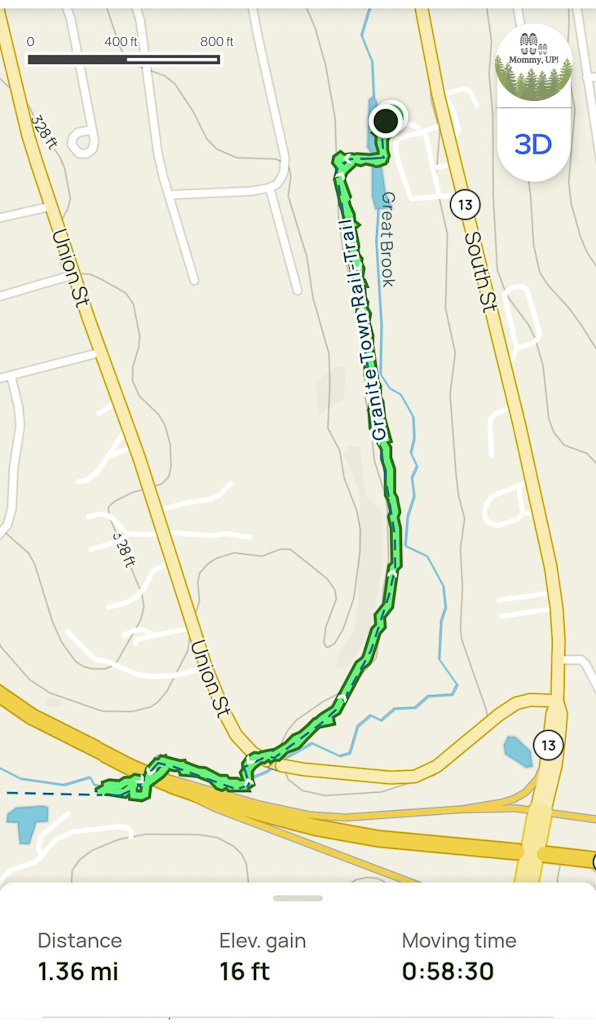 Map of the rail trail in Milford, NH 