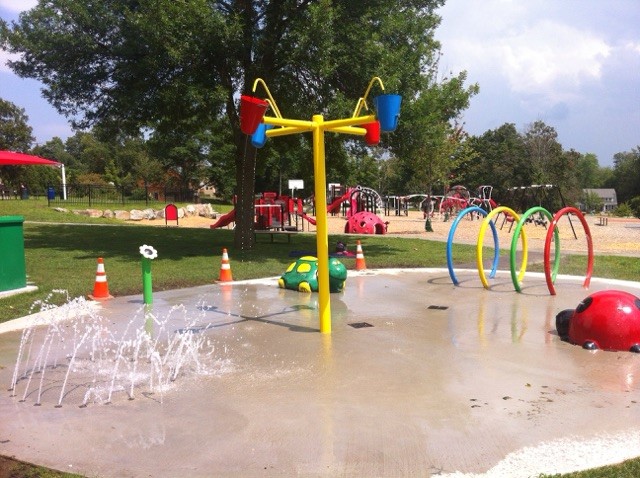 Amesbury Town Park splash pad and playground