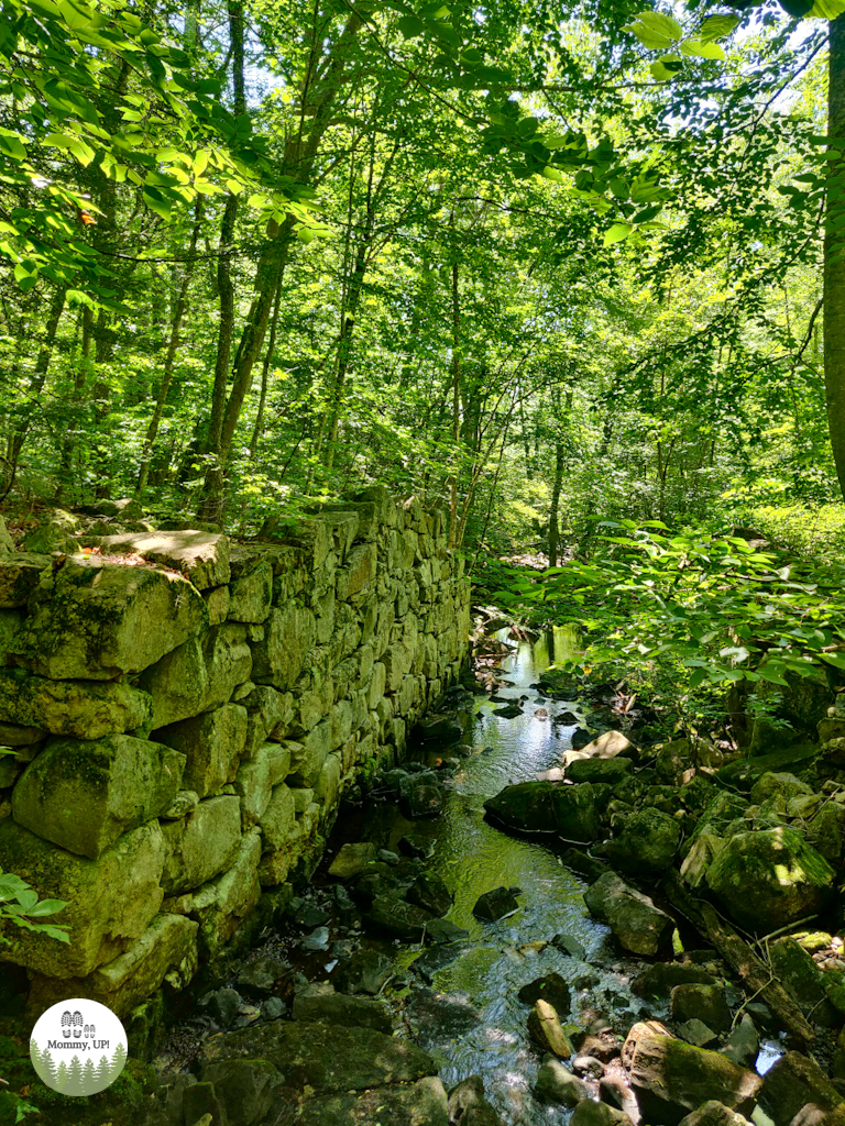 a stone wall at Peabody Mill Environmental Center